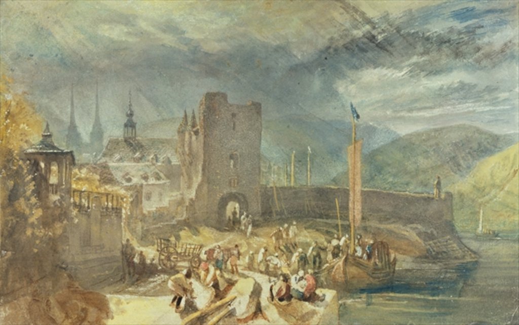 Detail of A View of Boppard, with Figures on the River Bank, 1819 by J. M. W. and Wyatt James (1746-1813) Turner