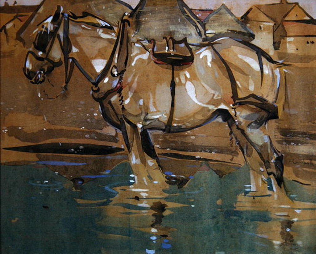 Detail of The Drinking Pool by Joseph Crawhall