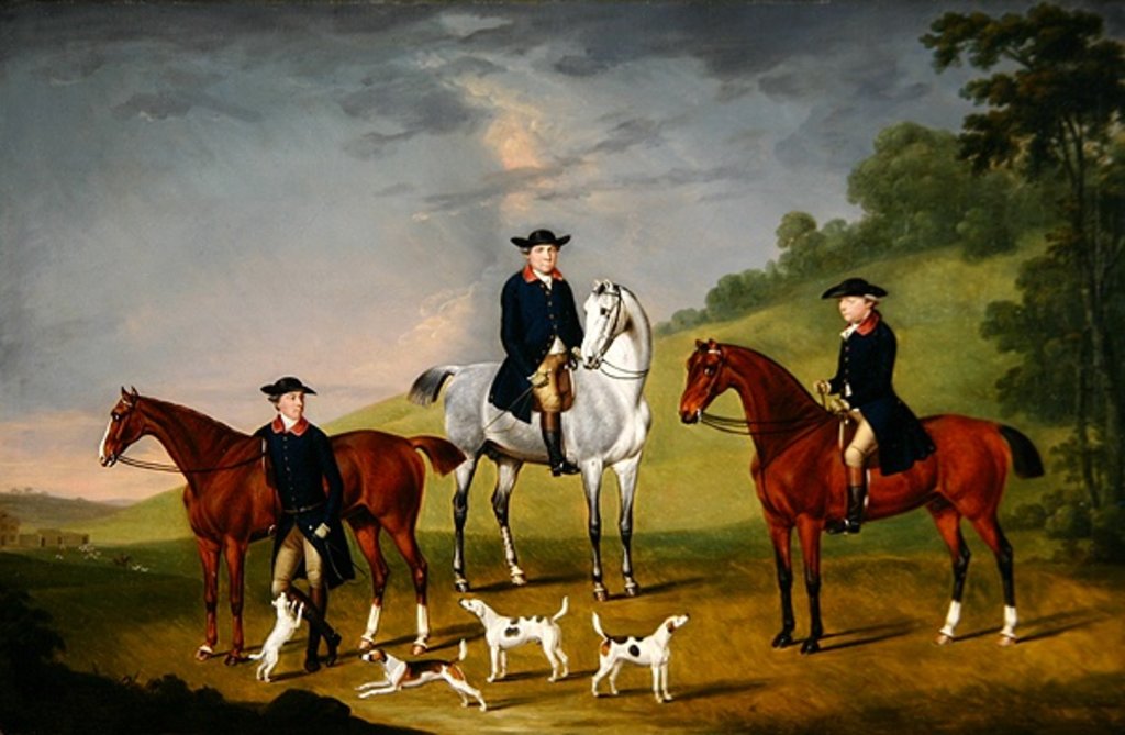 Detail of John Corbet, Sir Robert Leighton and John Kynaston with their Horses and Hounds, 1779 by Francis Sartorius