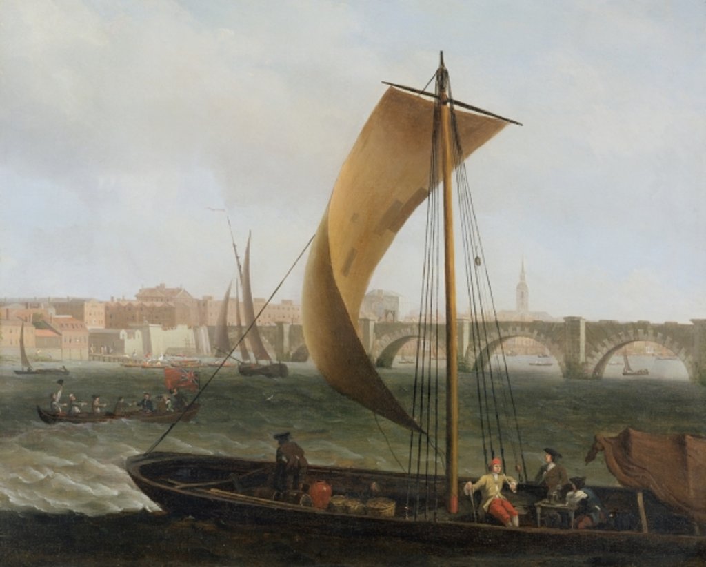 Detail of View on the Thames with Westminster Bridge, c.1743-44 by Samuel Scott