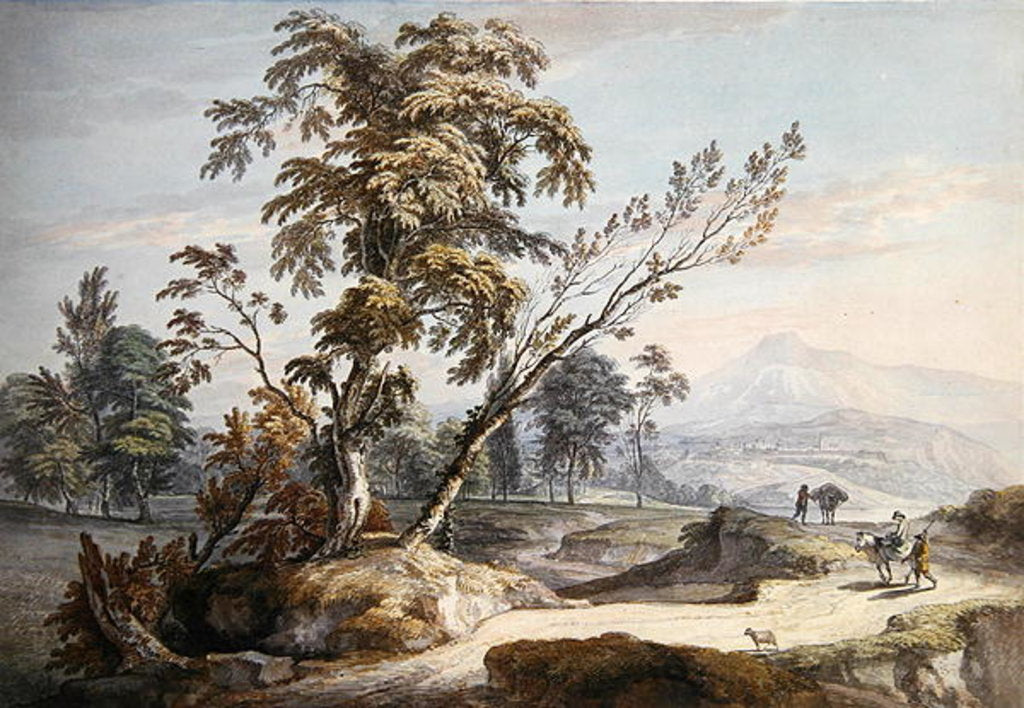 Detail of Italianate Landscape with Travellers no.2, c.1760 by Paul Sandby