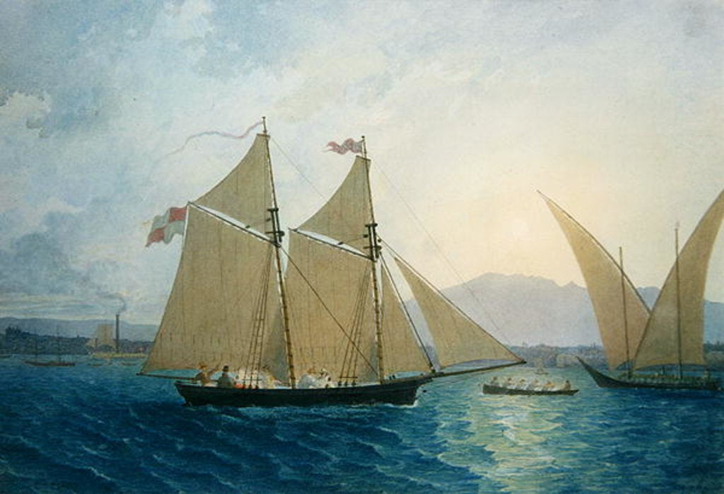 Detail of The Launch 'La Sociere' on the Lake of Geneva by Francis Danby