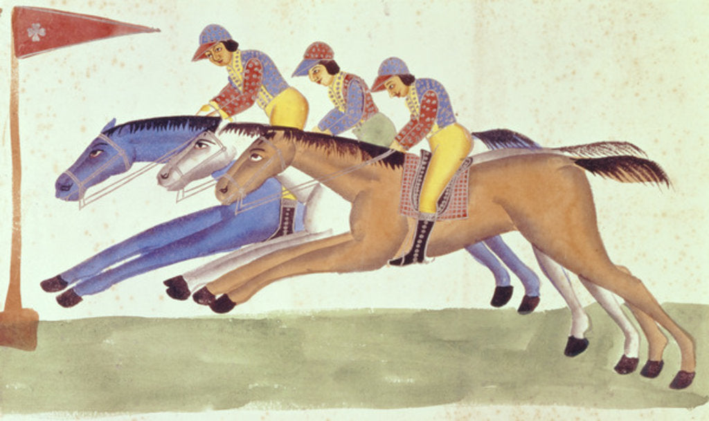 Detail of Horse Racing in Bengal, c.1830 by School Kalighat
