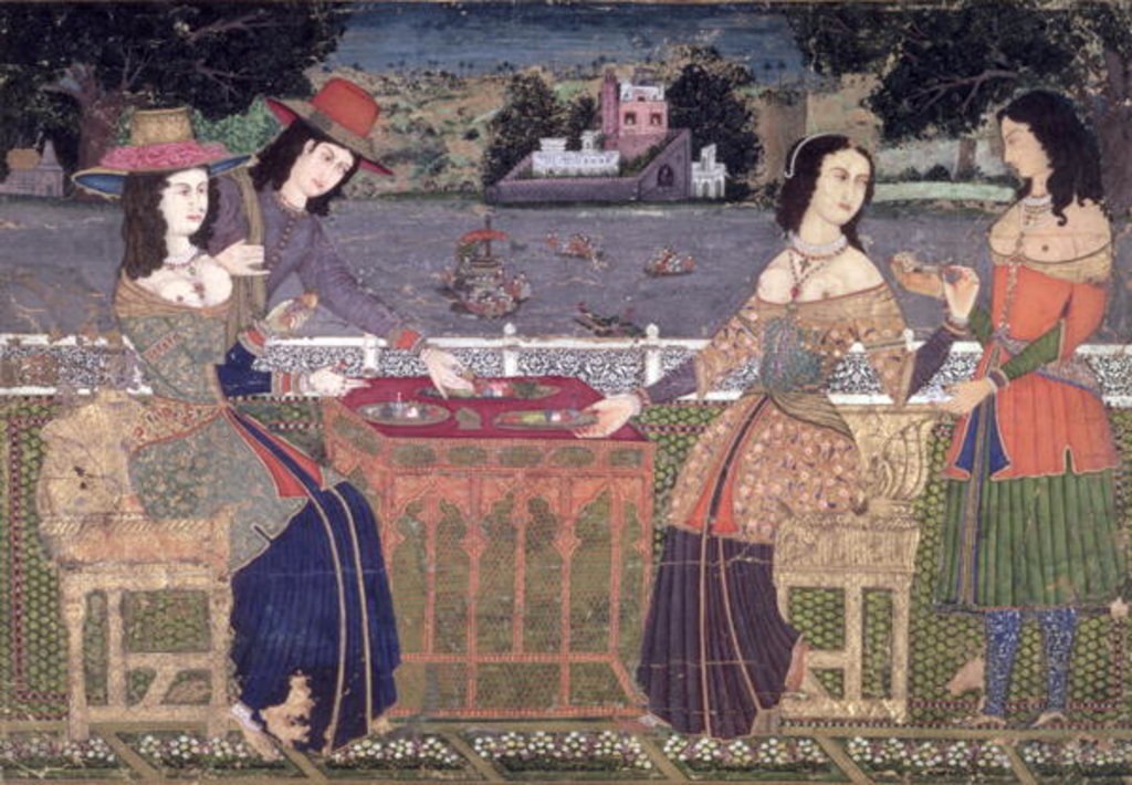 Detail of Europeans Refreshing themselves on a Balcony, Mughal, possibly Deccan by Indian School