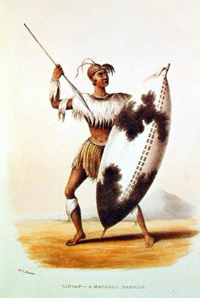 Detail of Lingap, a Matabili Warrior by William Cornwallis Harris