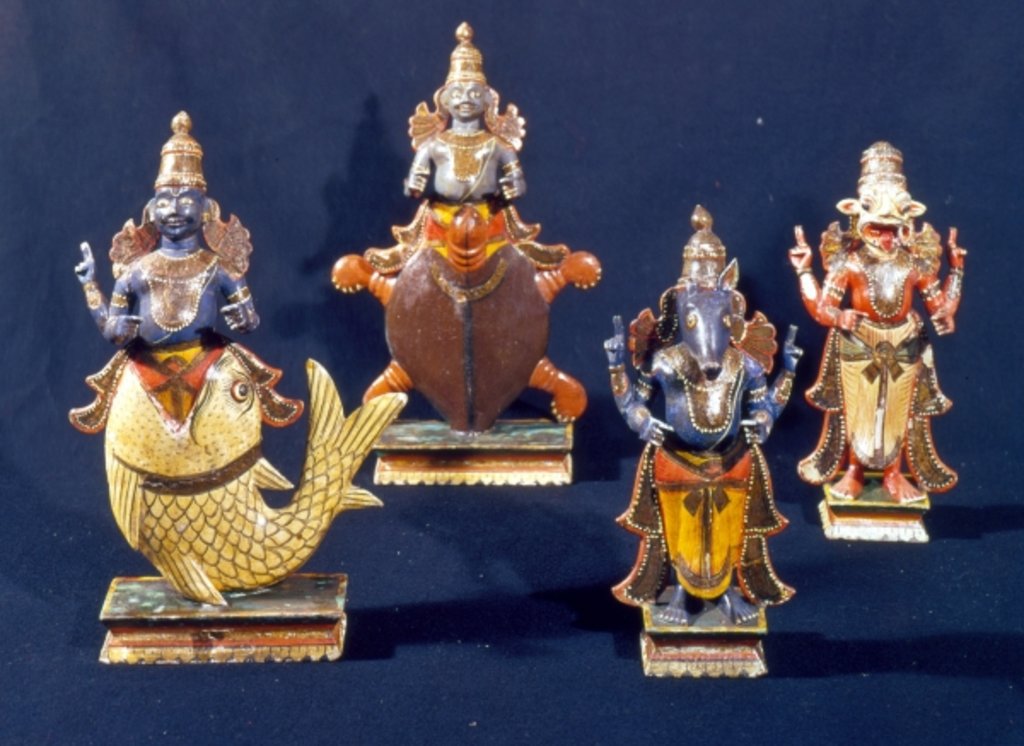 Detail of Four of the incarnations of Vishnu by Indian School
