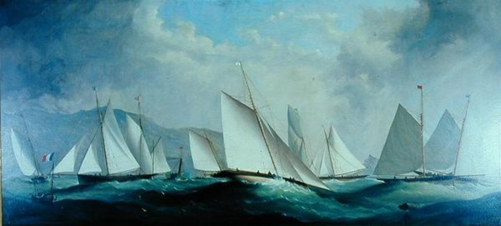 Detail of Preparing for the Start, Dart Yacht Club Regatta, 1868 by H. Forrest