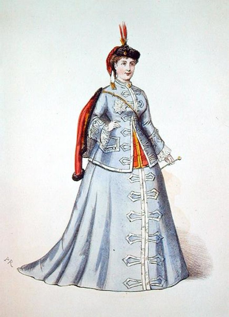 Detail of Hortense Schneider in the title role of Offenbach's operetta 'La Grand Duchesse de Gerolstein' by French School