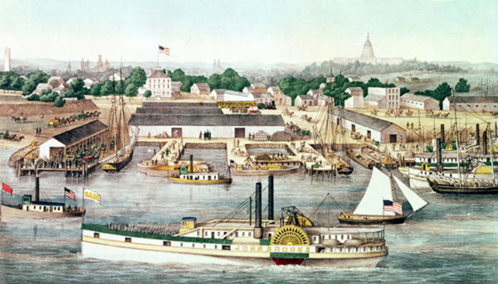 Detail of Bird's Eye View of Sixth Street Wharf, Washington D.C, published by Charles Magnus, 1863 by American School