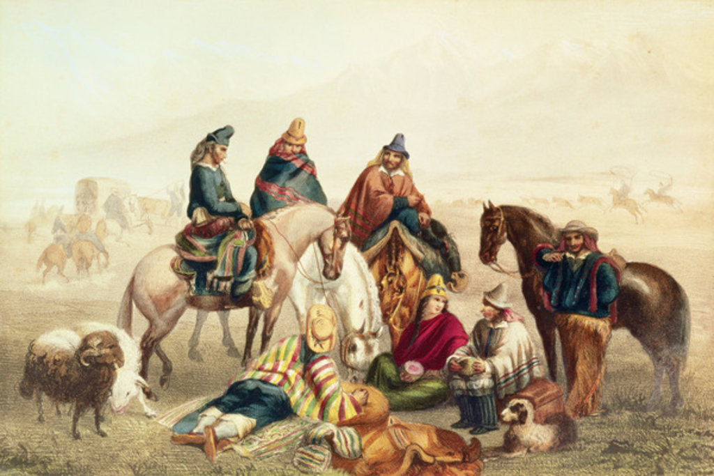 Detail of Costumes of Chilean Rustics by Johann Moritz (after) Rugendas