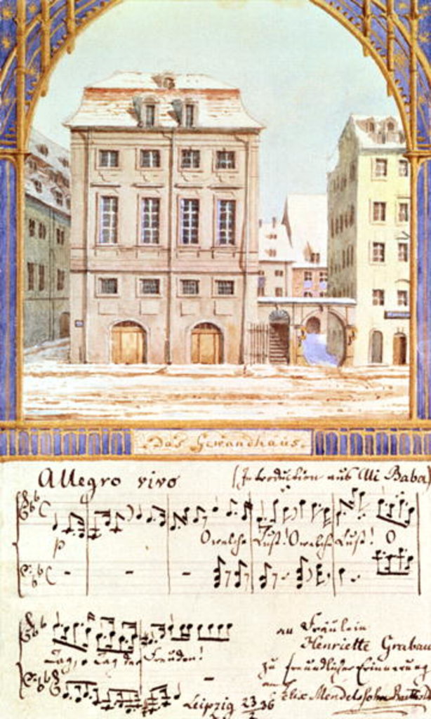 Detail of The Leipzig Gewandhaus with a piece of music by Felix Mendelssohn by German School