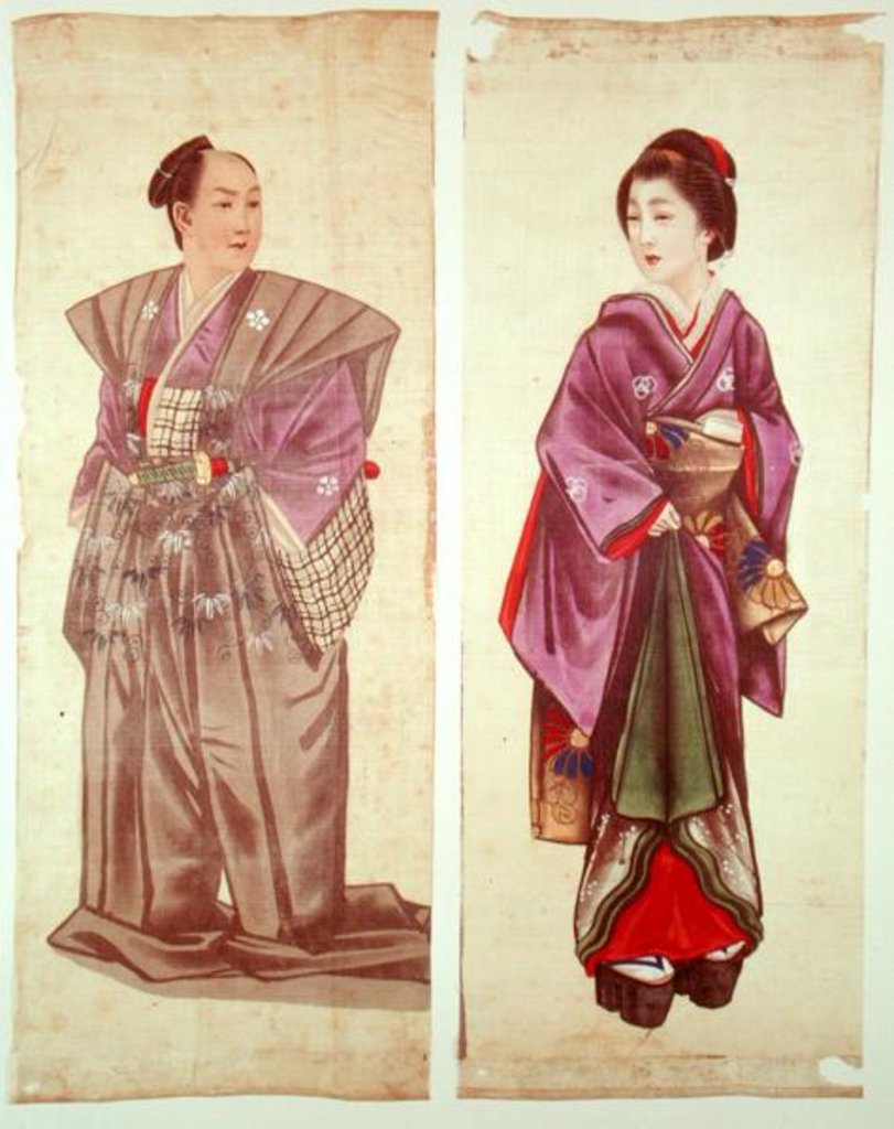 Detail of Two Japanese Figures by Japanese School