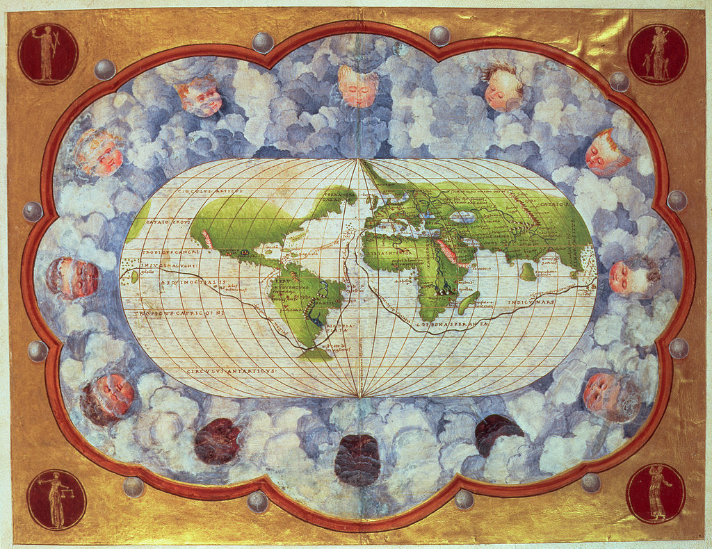 Detail of Map tracing Magellan's world voyage, once owned by Charles V, 1545 by Battista Agnese