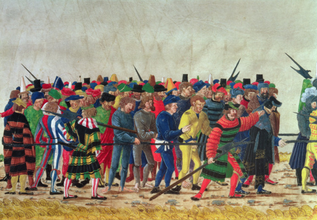Detail of Halberdiers of Maximilian I guarding French prisoners by Austrian School