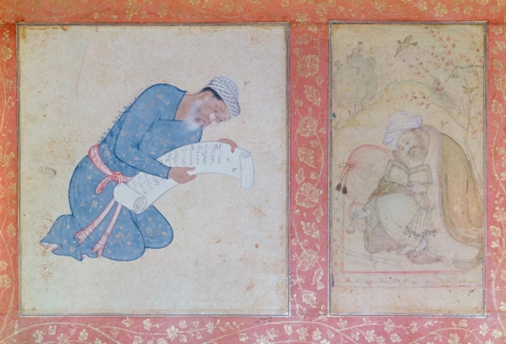 Detail of Portrait of Min Musavir giving a petition to Emperor Akbar by School Indian