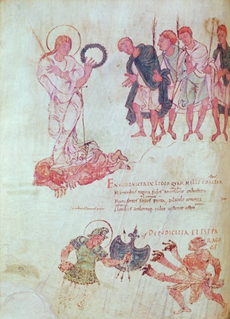 Detail of Fol.15.083 from the Psychomachia by Prudentius by School French