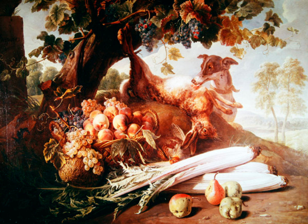 Detail of Still Life of Flowers, Game and Fruits by Alexandre-Francois Desportes