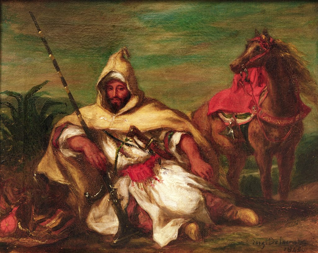 Detail of Moroccan soldier sitting near his horse, 1845 by Ferdinand Victor Eugene Delacroix