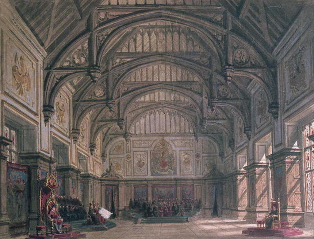Detail of Stage set for Act III of the play 'Henry VIII' by William Shakespeare, 1882 by Philippe Marie Chaperon