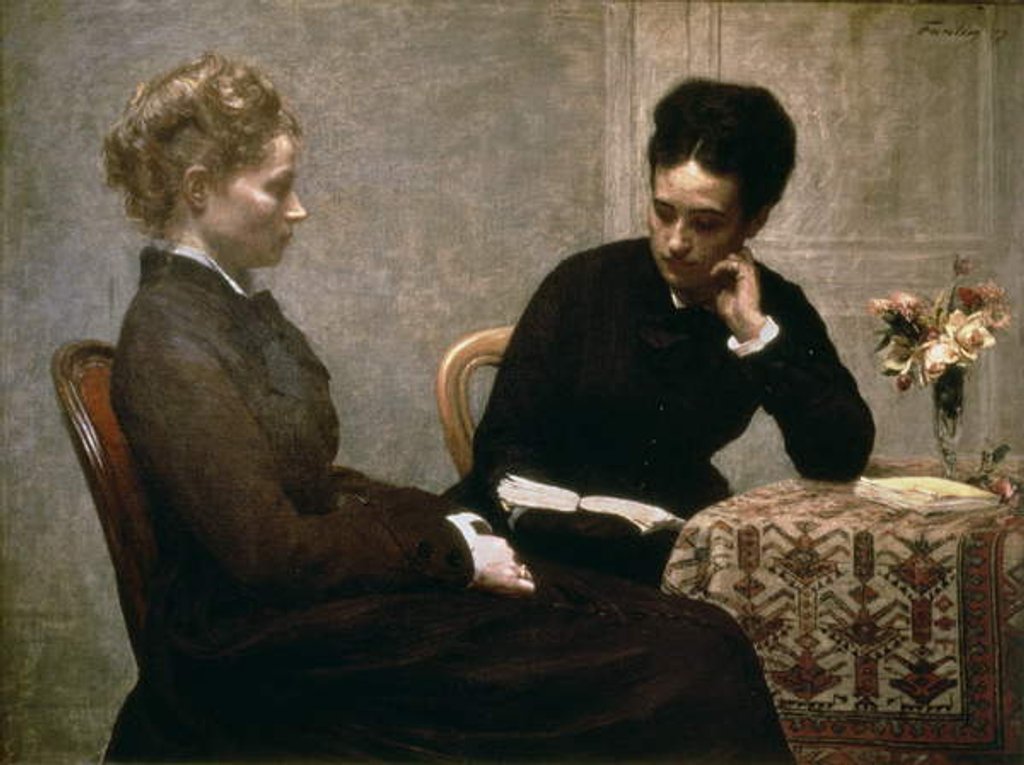 Detail of Reading, 1877 by Ignace Henri Jean Fantin-Latour