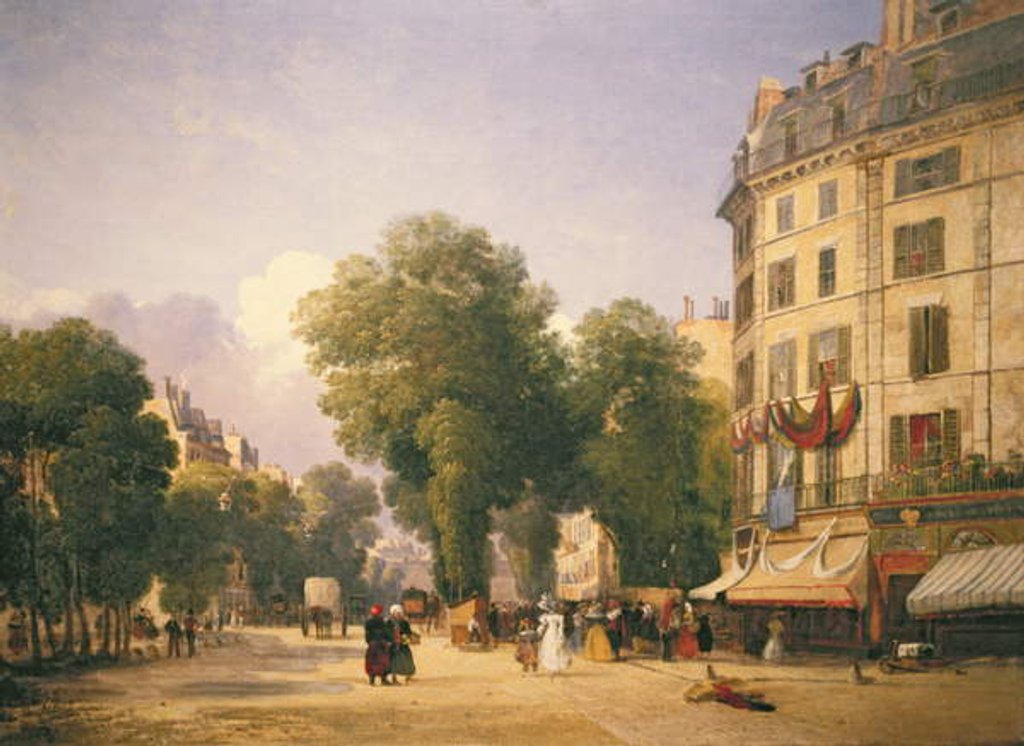 Detail of Boulevard des Capucines on the Corner of Rue de la Paix, Paris, 1829 by Caleb Robert Stanley
