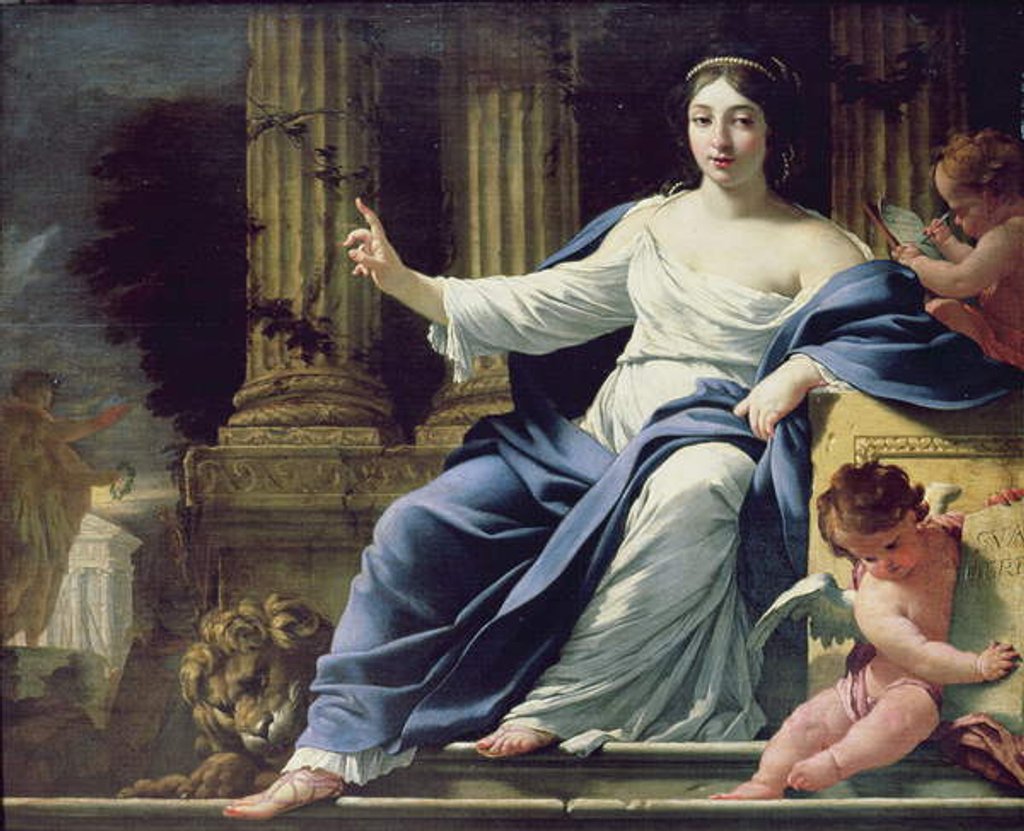 Detail of Polymnia, the Muse of Eloquence by Simon Vouet