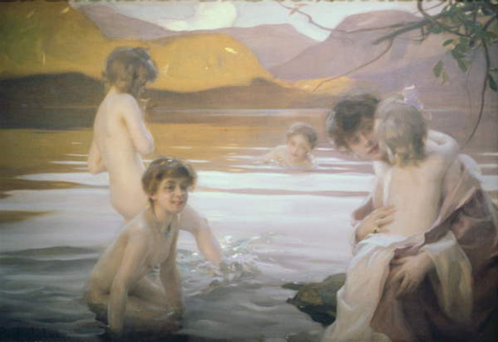 Detail of The First Bath by Paul Chabas
