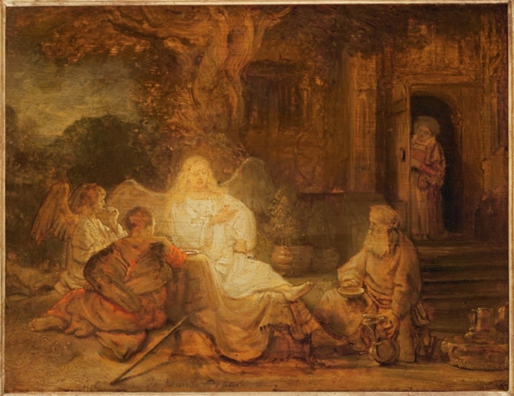Detail of Abraham Receives the Three Angels, 1646 by Rembrandt Harmensz. van Rijn