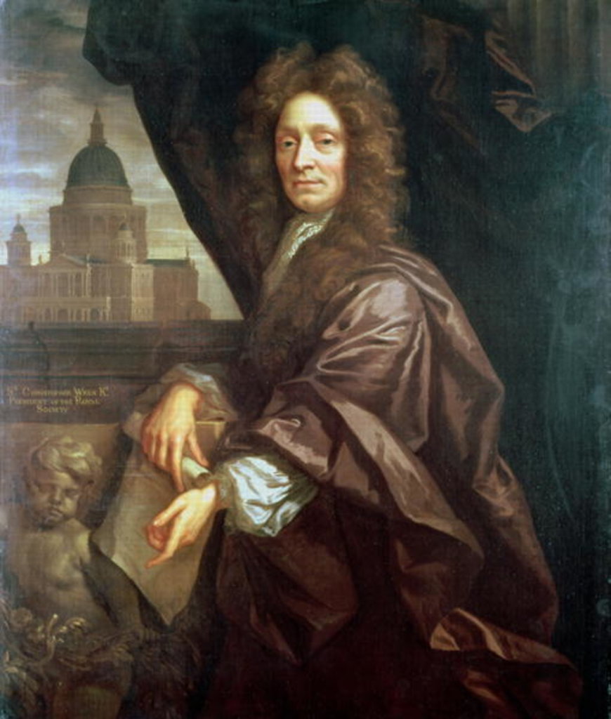 Detail of Portrait of Sir Christopher Wren by English School