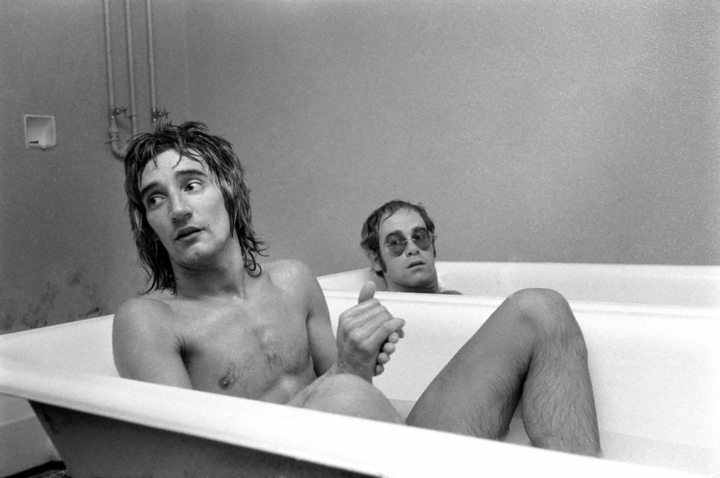 Detail of Elton John and Rod Stewart having bath by Anonymous