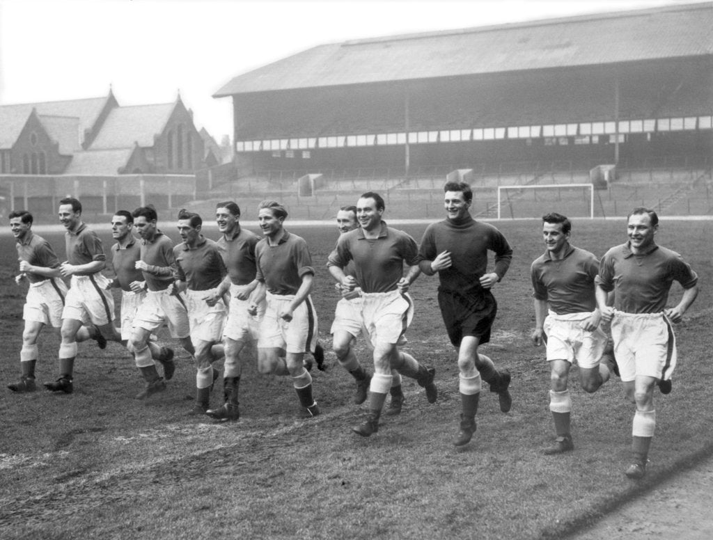 Detail of Everton players training at Goodison Park by Ted Abell