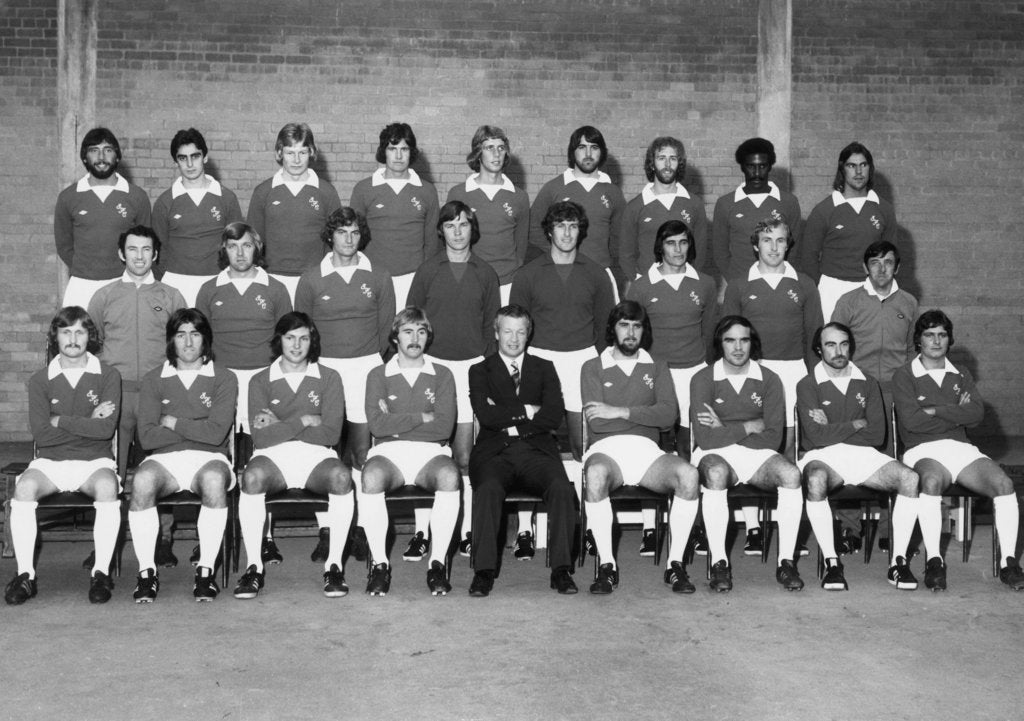 Detail of Everton football team pose for a pre season squad photograph by Anonymous