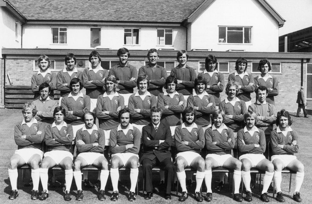 Detail of Everton football team pose for a pre season squad photograph by Anonymous