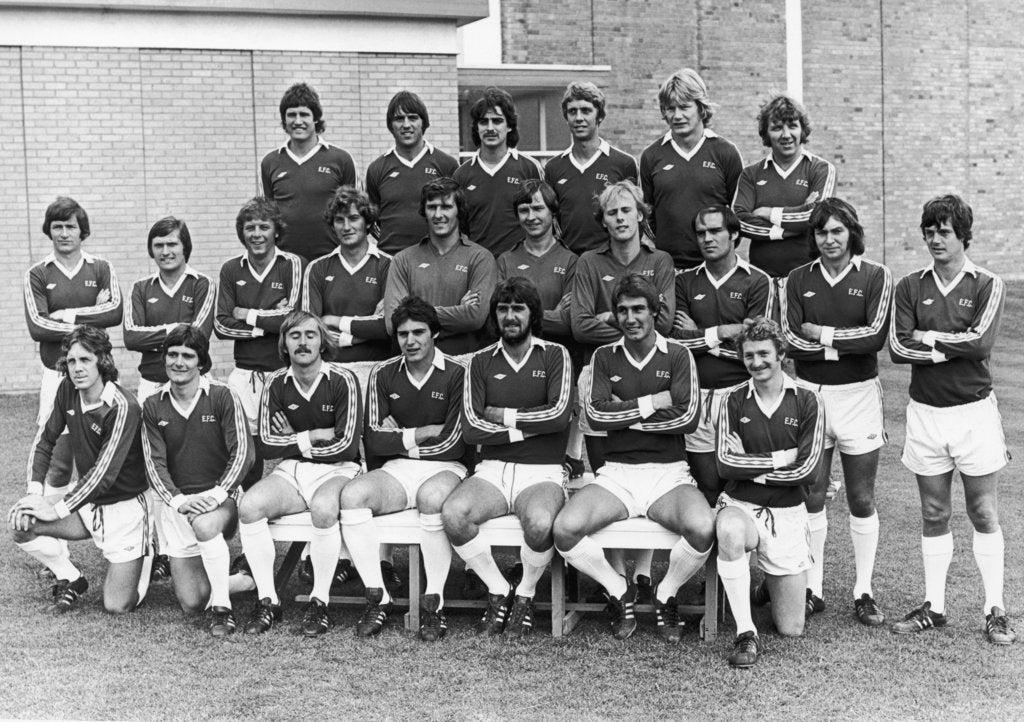 Detail of Everton squad pose for a group photograph by Anonymous
