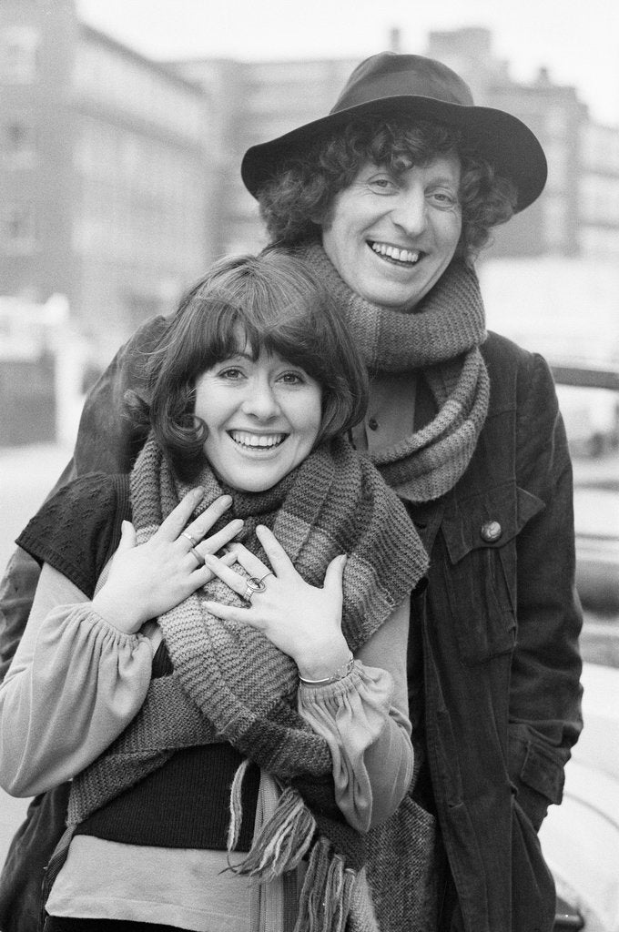 Detail of Tom Baker with Elisabeth Sladen by Ron Burton