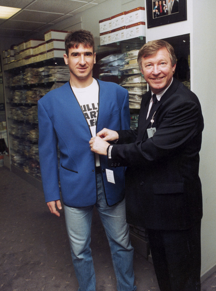 Detail of Alex Ferguson with Eric Cantona in a clothes shop by Holland