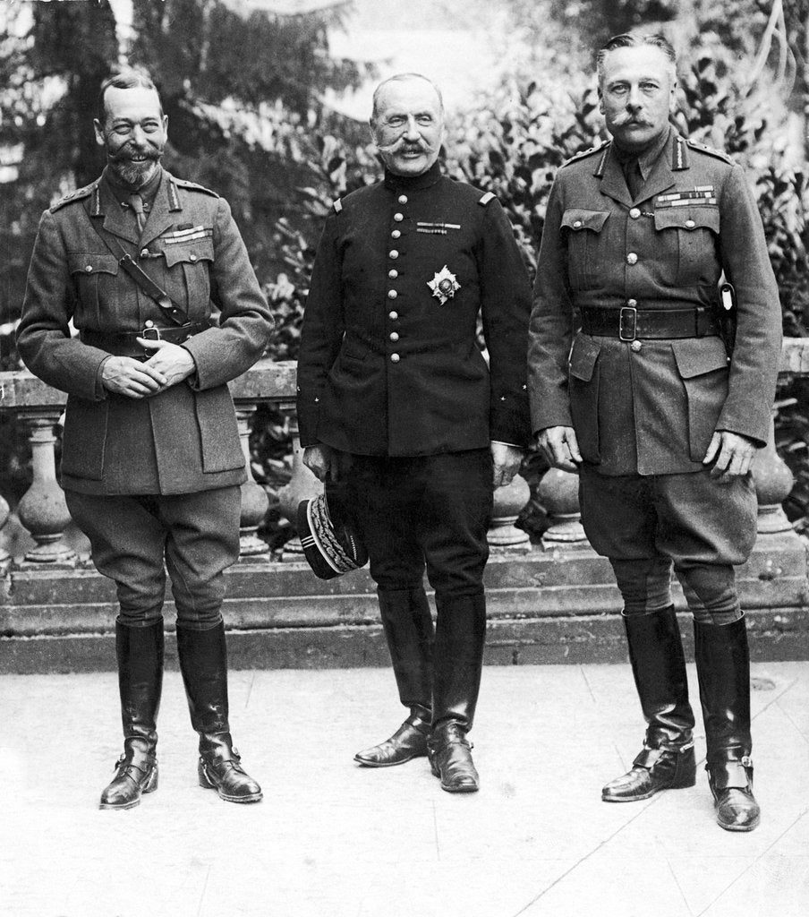 Detail of HM King George V, General Ferdinand Foch and Sir Douglas Haig by Ernest Brooks