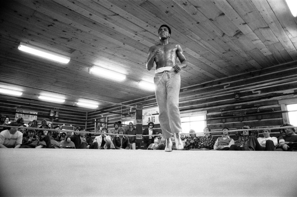 Detail of Muhammad Ali training at his camp in Deer Lake Pennsylvania by Monte Fresco