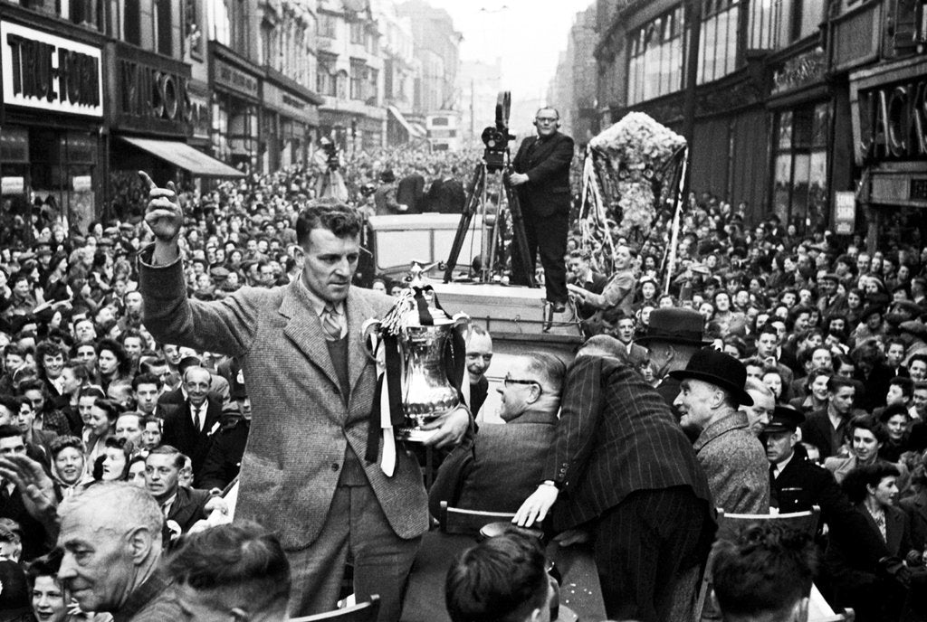 Detail of Derby FA Cup winning team homecoming 1946 by Greaves