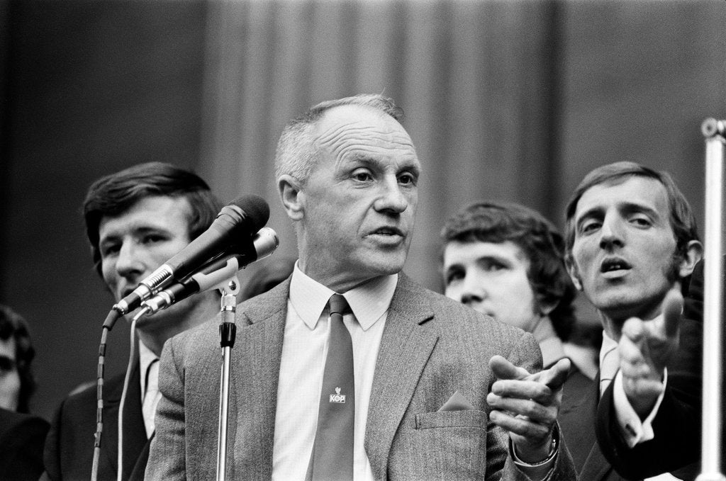 Detail of Bill Shankly Liverpool manager on Liverpool team homecoming 1971 by Daily Mirror