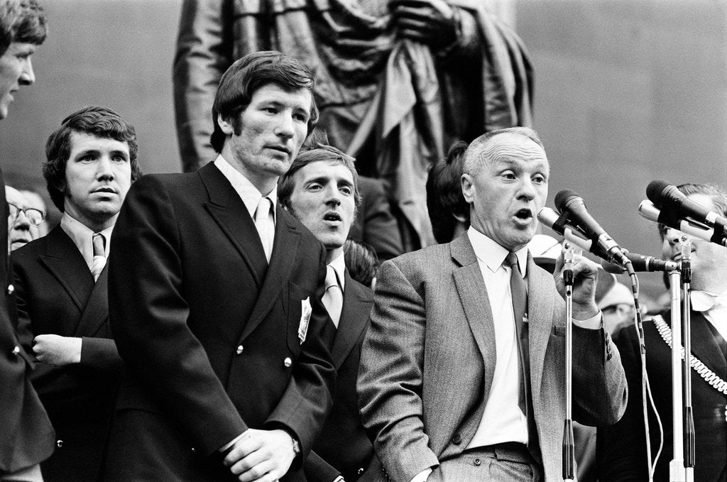 Detail of Bill Shankly Liverpool manager on Liverpool team homecoming 1971 by Staff