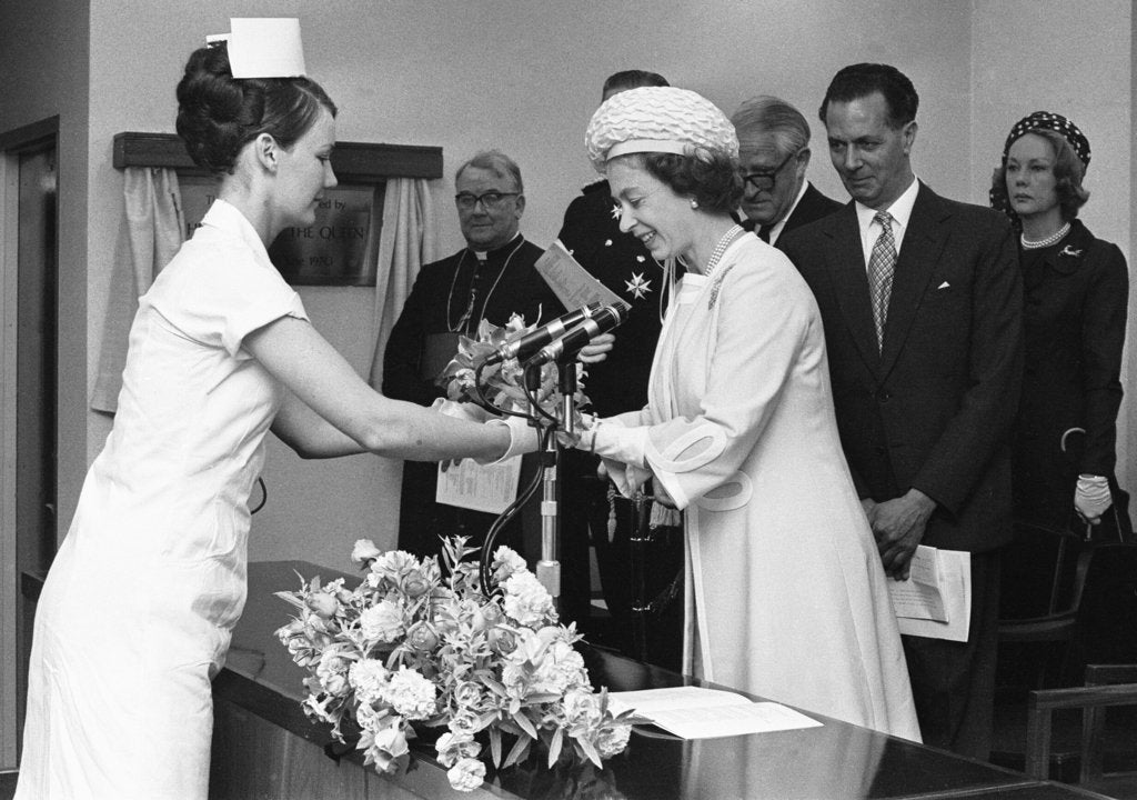 Detail of Queen Elizabeth II visit to Walsgrave Hospital by Staff
