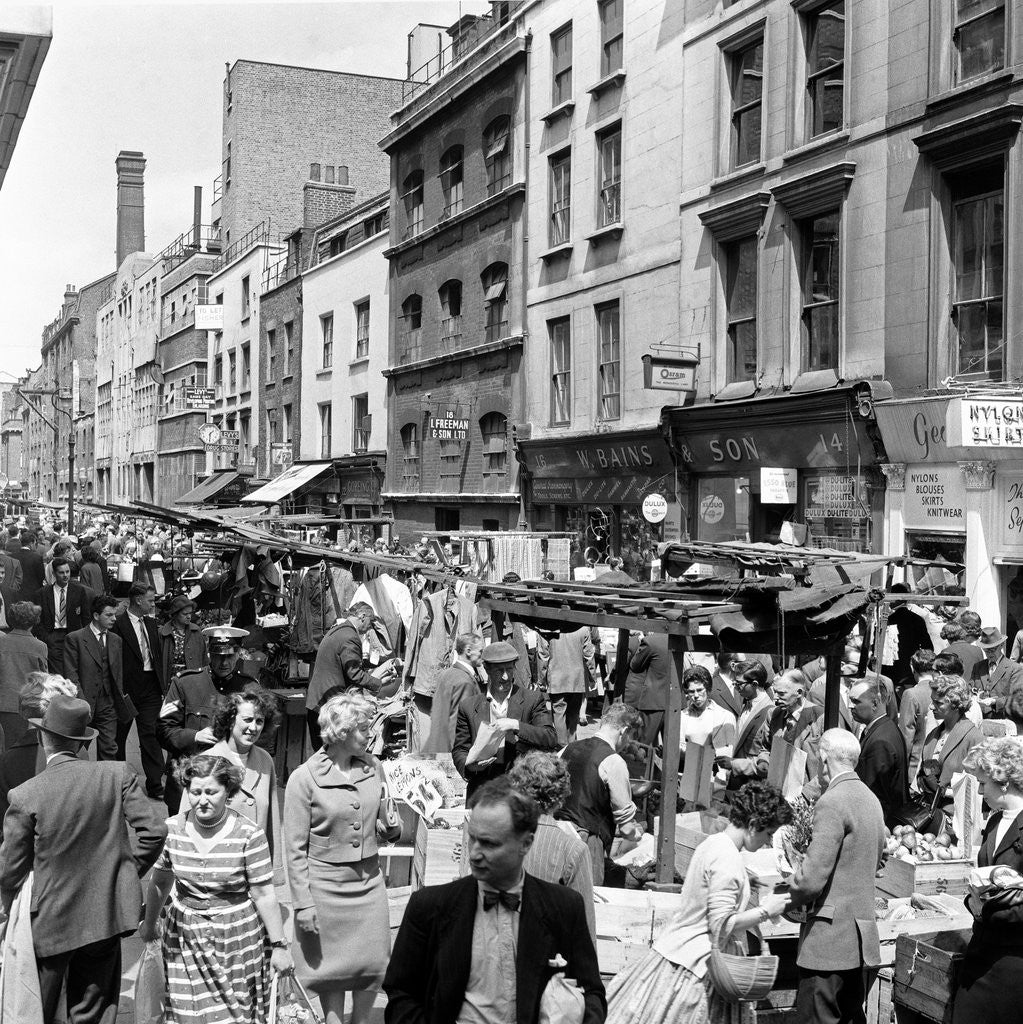 Detail of Leather Lane market 1954 by Staff