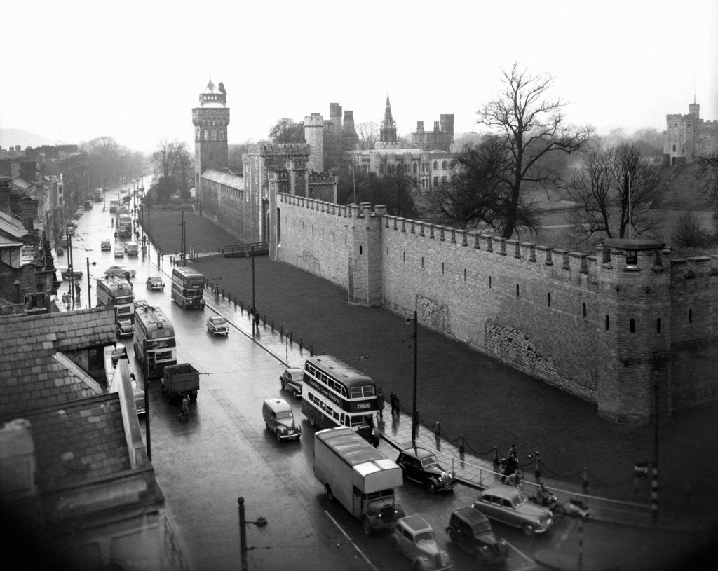 Detail of Cardiff Castle, 15th February 1955 by Stephens