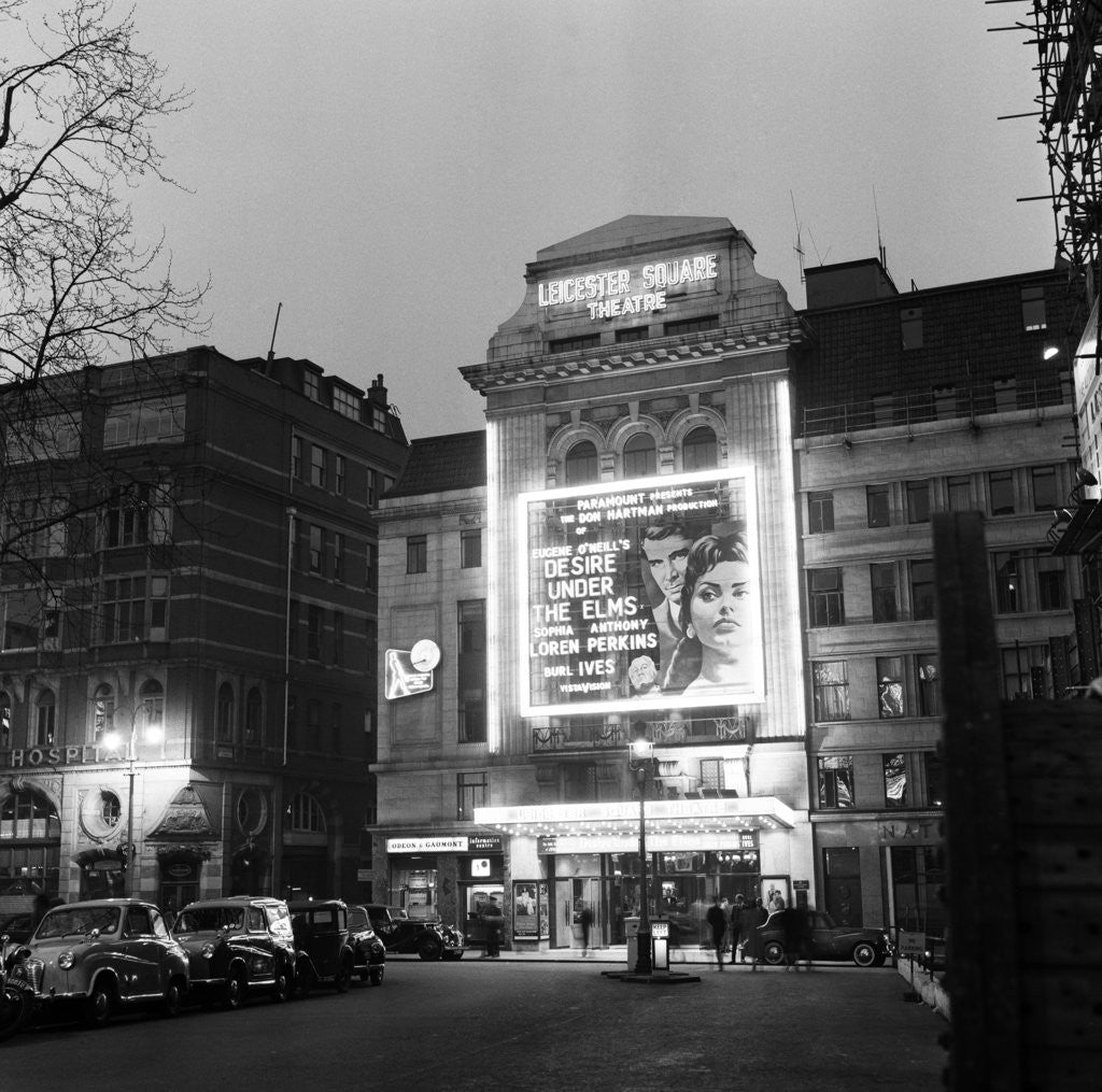 Detail of Exterior view of the Leicester Square Theatre 1958 by Staff