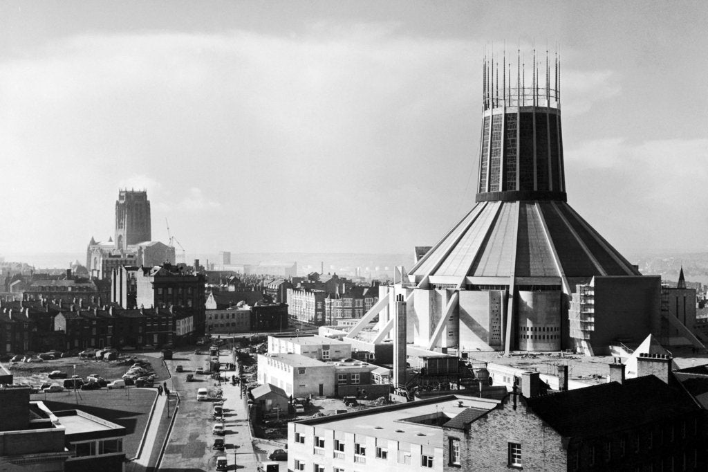 Detail of Liverpool's two cathedrals 1967 by Staff