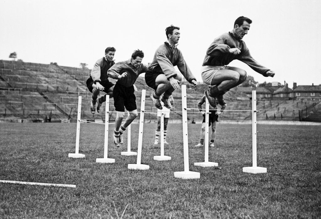 Detail of Charlton pre season training 1954 by Dennis Rowe