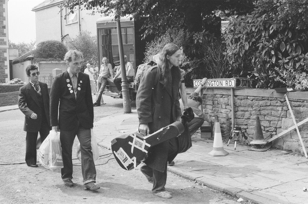 Detail of The cast of the Young Ones seen here filming on location at  Codrington Road, Bristol. by Albert Foster
