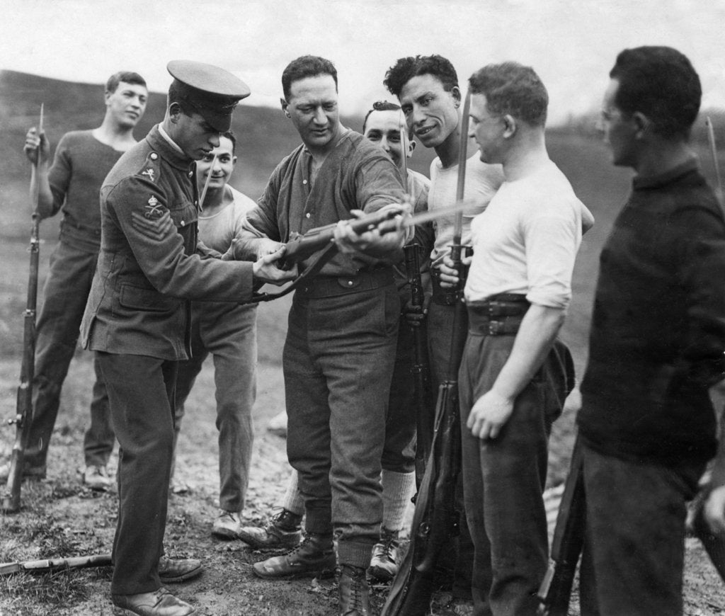 Detail of Jacob Epstein gets bayonet training 1917 by Staff