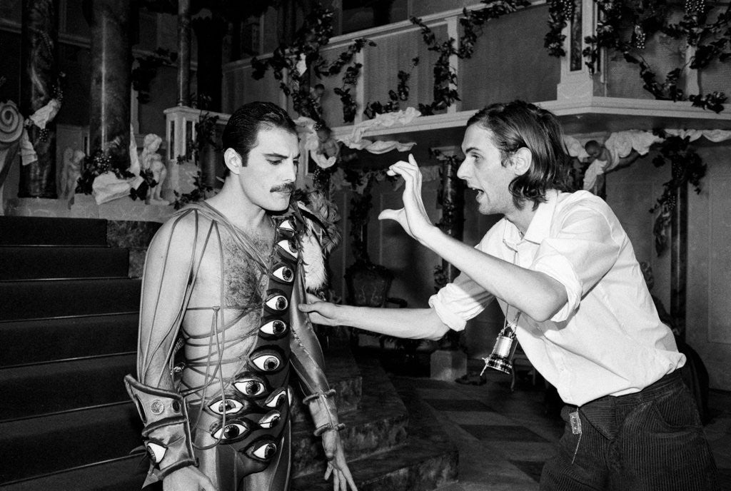 Detail of Queen making music video 1984 by Mike Maloney